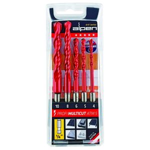 Set 5 Brocas Multimaterial - 4/5/6/8/10 mm - Toma Hexagonal 1/4'' - Profi Multicut - Alpen