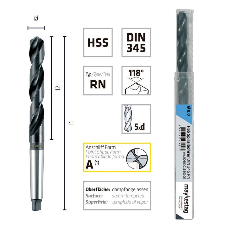Broca-Cono-Morse-Metal-DIN345-Maykestag