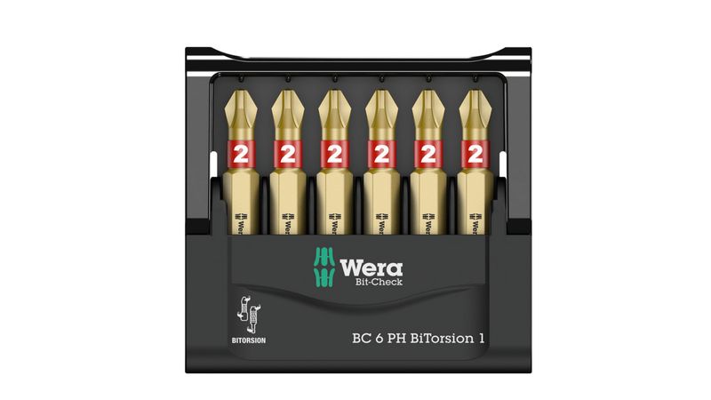 Set Bit-Check 6 x Puntas Phillips Largas 851/4 BTH PH2x50 Wera