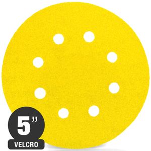 Disco Lija 5" Grano 220 (Velcro) - 8 Perf. - Madera - Siarexx (Formato de venta de 5 en 5u, el precio indicado es unitario)