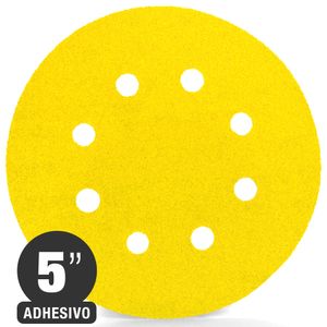 Disco Lija 5" Grano 220 (Adhesivo) - 8 Perf. - Madera - Siarexx (Formato de venta de 5 en 5u, el precio indicado es unitario)