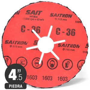 Disco Fibra Conformado - Piedra - 4,5'' - Grano 36 - Sait