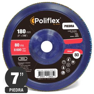 Disco Flap Laminado - Piedra y Vidrio - 7'' - Grano 80 - Poliflex