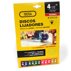 Pack 5 Disco Lija 4.5'' Grano 80 - Madera - Siarexx Cut