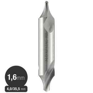 Broca Centro HSS 1,6 a 4 mm - Largo 35,5 mm DIN 333A - 021 Maykestag
