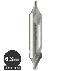 Broca Centro HSS 6,4 a 16 mm - Largo 71 mm DIN 333A - 021 Maykestag