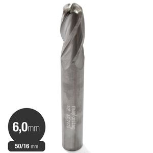 Fresa Carburo 6 mm - 4 Filos - Punta Redonda - 7075 Maykestag